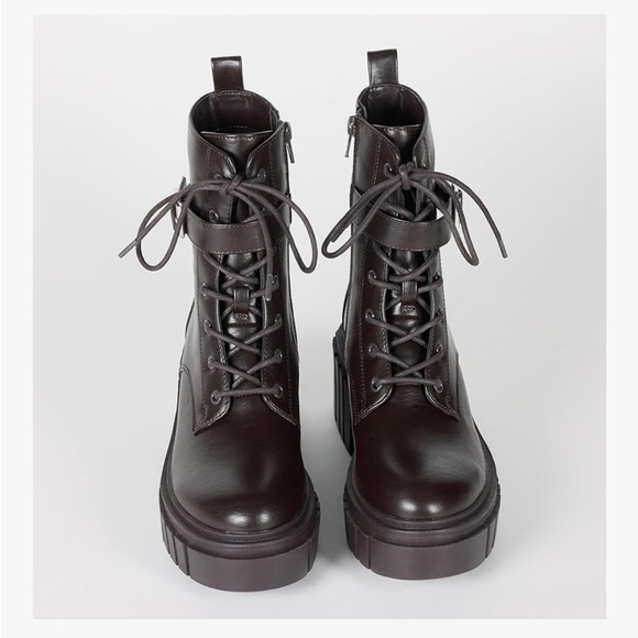 NWT The Drop Women's Chunky Chocolate Brown Platform Combat Boots size 7 - Picture 7 of 10